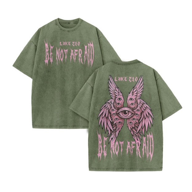 Be Not Afraid Luke 10 Print Acid Washed T-shirt - Army Green - US20-22(3XL) - image 6