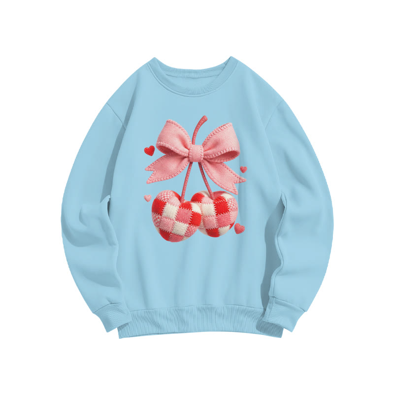 Checked Cherry Valentine's Day Print Sweatshirt - Blue - US16-18(2XL) - image 7