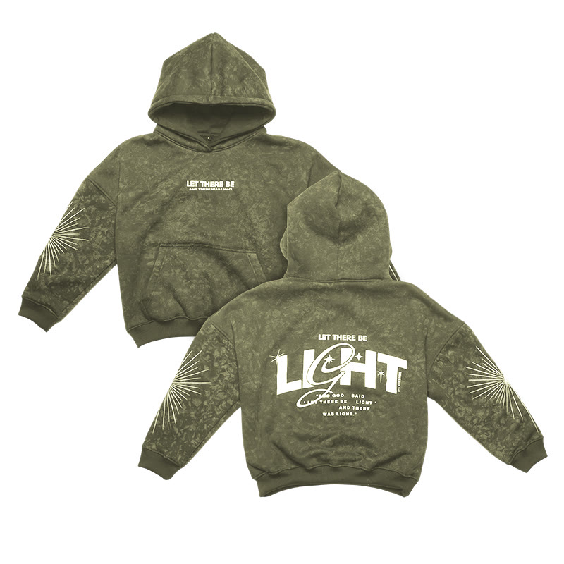 Unisex Let There Be Light Genesis 1:3 Print Hoodie - Army Green - US28-30(4XL) - image 7