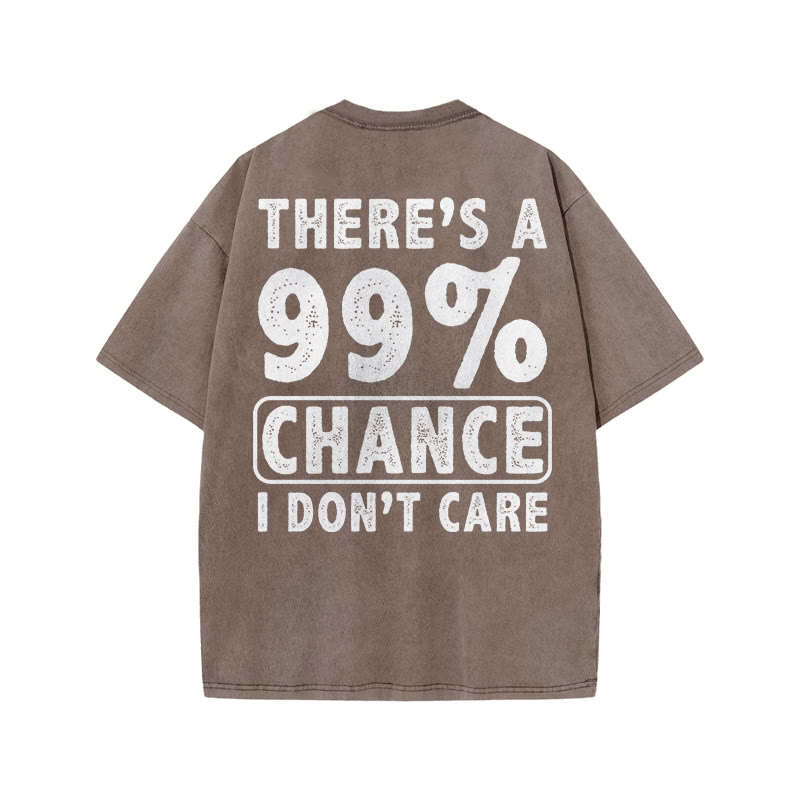 Gym 100% Cotton 99% Chance I Don't Care Print Acid Washed T-shirt - Coffee - US20-22(3XL) - image 5