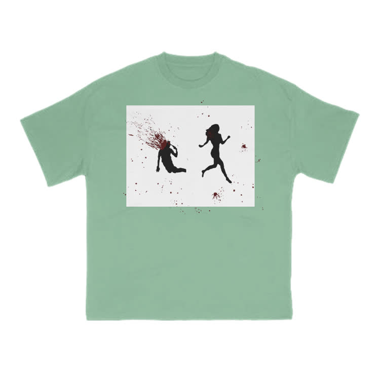 “Run Away”Girl Graphic Cotton Print T-shirt - Green - US16-18(2XL) - image 8