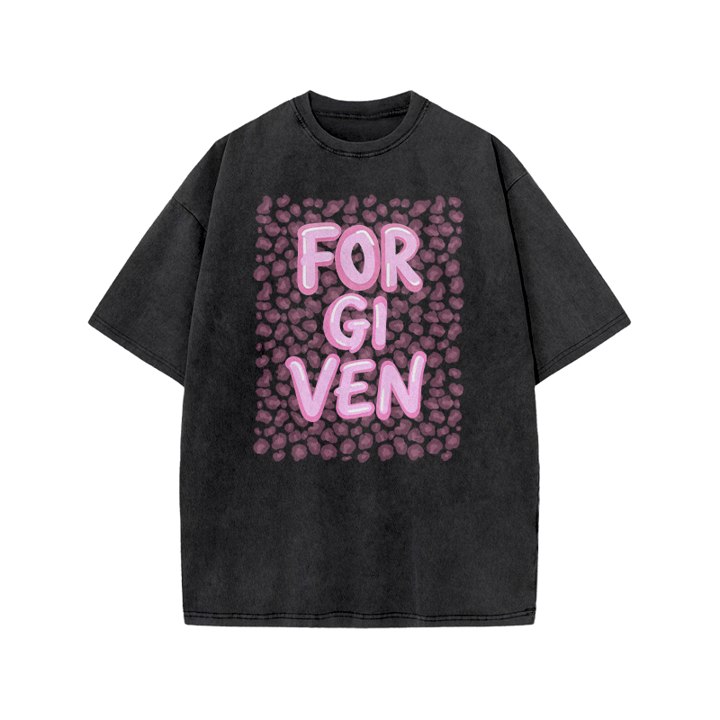 Forgiven Leopard Print Acid Washed T-shirt - Black - US20-22(3XL) - image 3