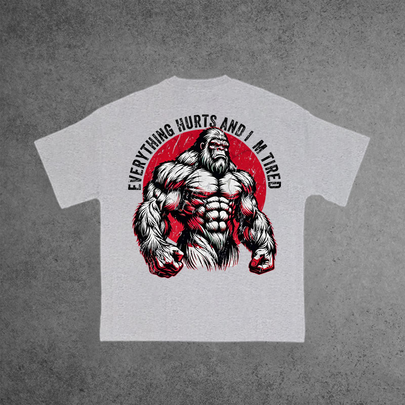 Gym 100% Cotton Everything Hurts And I'm Tired Print T-shirt - Grey - US16-18(2XL) - image 7