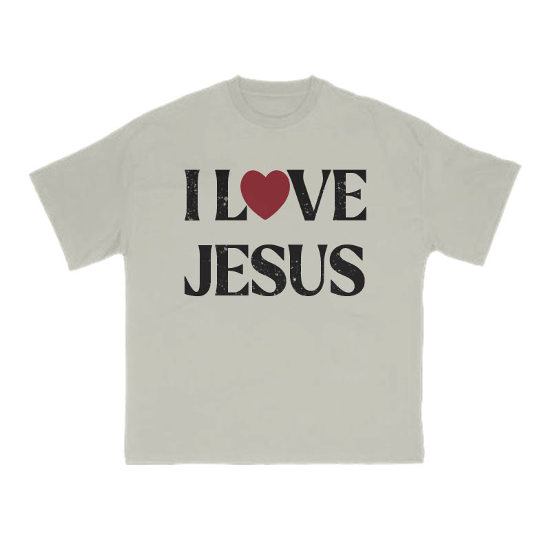 I Love Jesus Distressed Print Valentine's Day T-shirt - Warm Grey - US16-18(2XL) - image 6