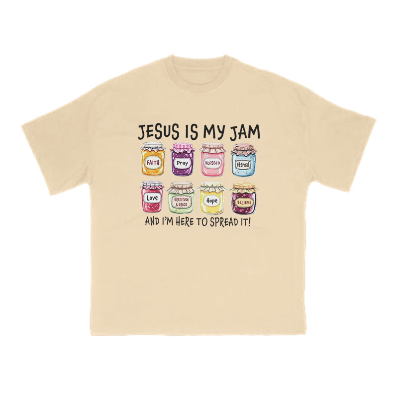 Unisex 100% Cotton Jesus Is My Jam Print T-shirt - Apricot - US16-18(2XL) - image 5