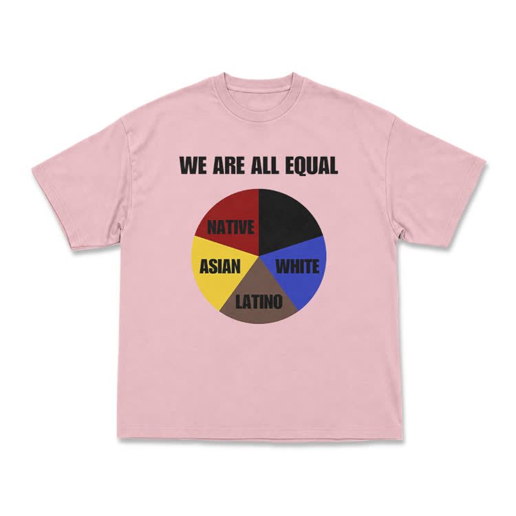 Casual We Are All Equal Graphic Crew Neck T Shirt - Pink - US16-18(2XL) - image 4