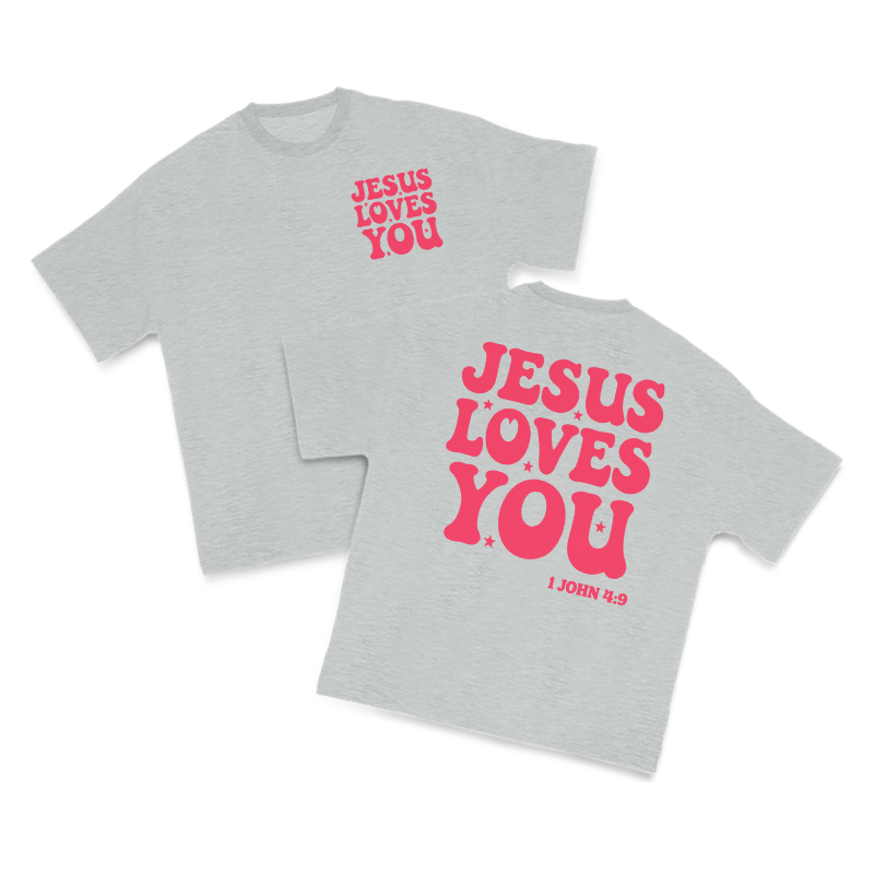 Jesus Loves You 1 John 4:9 Print T-shirt - Grey - US16-18(2XL) - image 3