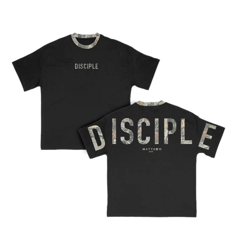 Disciple Matthew 28:19 Dead Leaves Camouflage Print T-shirt - Black - 8XL - image 3
