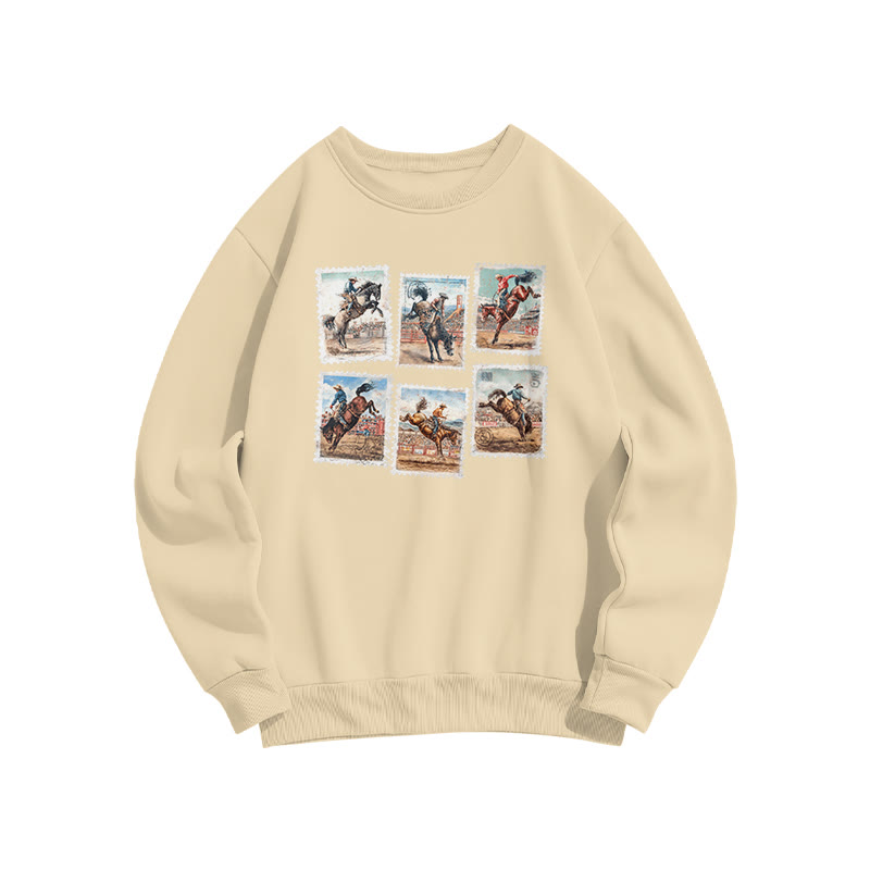 Vintage Western Stamp Print Sweatshirt - Apricot - US16-18(2XL) - image 4