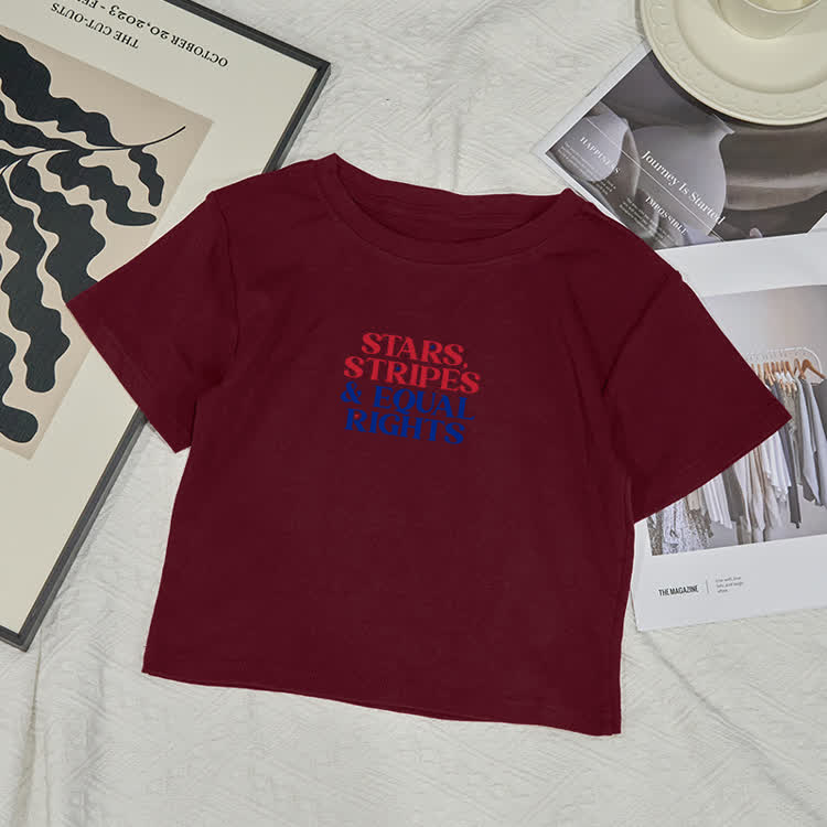 Stars Stripes & Eoual Rights Print Baby Tee - image 7