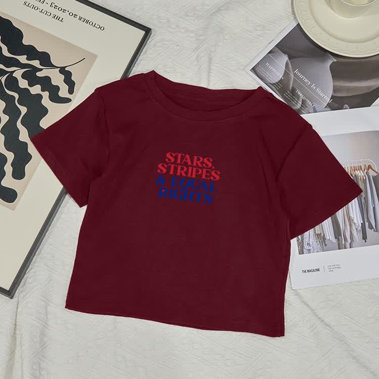 Stars Stripes & Eoual Rights Print Baby Tee - image 7
