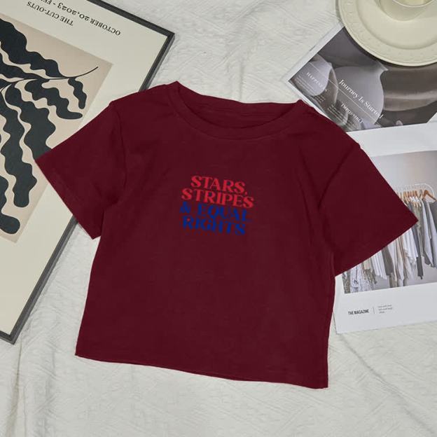 Stars Stripes & Eoual Rights Print Baby Tee - image 7