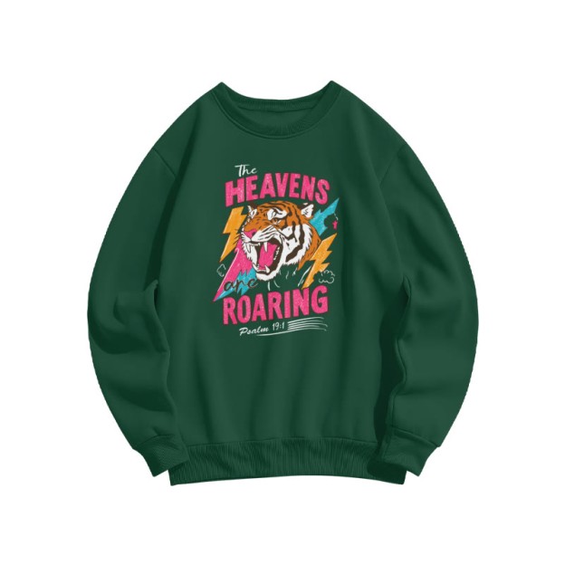 The Heavens Roaring Psalm 19:1 Print Sweatshirt - Dark Green - US16-18(2XL) - image 6