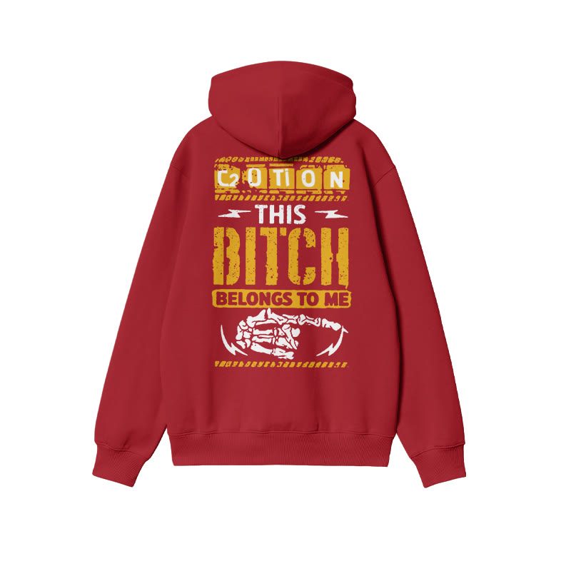 Unisex This B*tch Belongs Me Print Hoodie - Red - 2XL - image 7