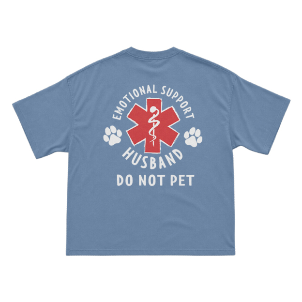 Emotional Support Husband Do Not Pet Novelty Back Graphic T-Shirt - Dusty Blue - US16-18(2XL) - image 15