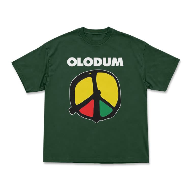 OLODUM Peace Graphic Relaxed Crew Neck T Shirt - Green - US16-18(2XL) - image 14