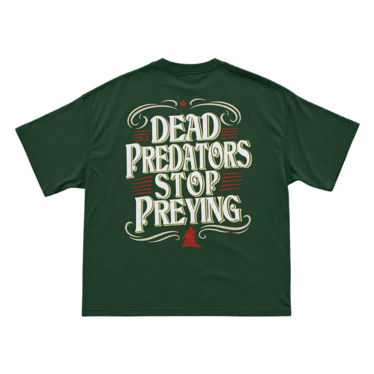 Vintage Dead Predators Stop Preying Back Graphic T-Shirt - Green - US16-18(2XL) - image 15