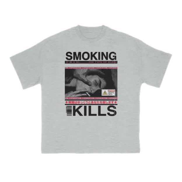 Smoking Kills Retro Manga Style Men Graphic Print T-Shirt - Grey - US16-18(2XL) - image 14