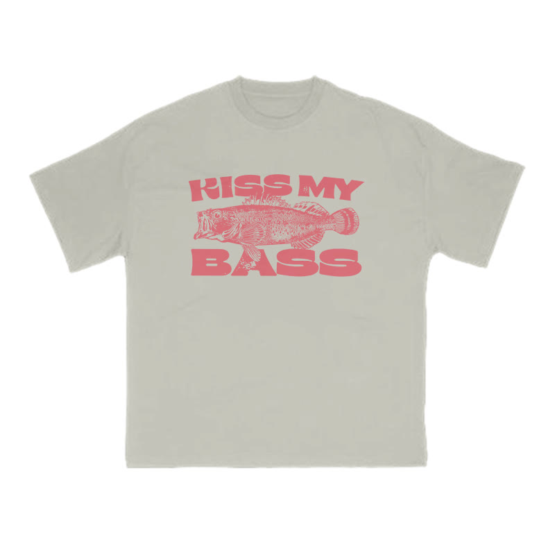 Kiss My Bass Print T-shirt - Warm Grey - US16-18(2XL) - image 4