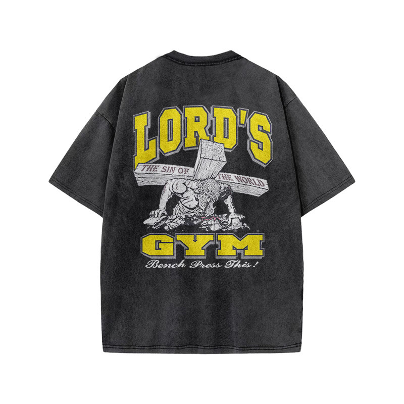 Gym 100% Cotton LORD'S GYM Print Acid Washed T-shirt - image 3
