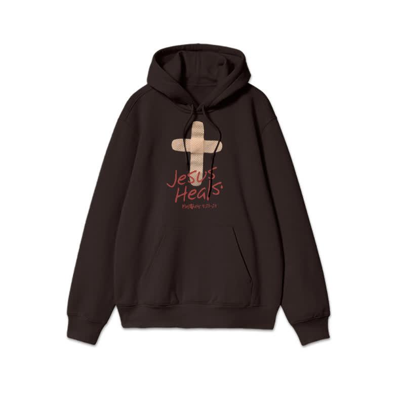 Unisex Jesus Heals Matthew 4:23-24 Print Hoodie - Coffee - 2XL - image 5