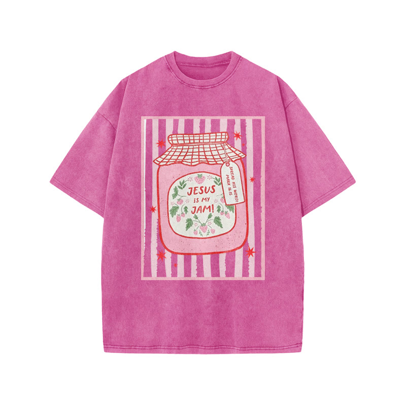 Jesus Is My Jam Spread His Word Mark 16:15 Print Acid Washed T-shirt - Pink - US20-22(3XL) - image 7