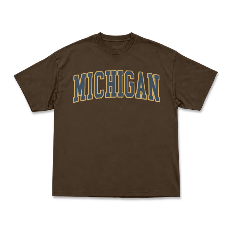 Classic Michigan Varsity Graphic T-Shirt - Coffee - US16-18(2XL) - image 10