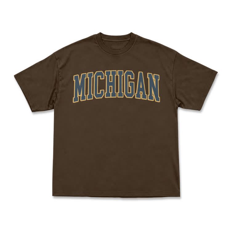 Classic Michigan Varsity Graphic T-Shirt - Coffee - US16-18(2XL) - image 10