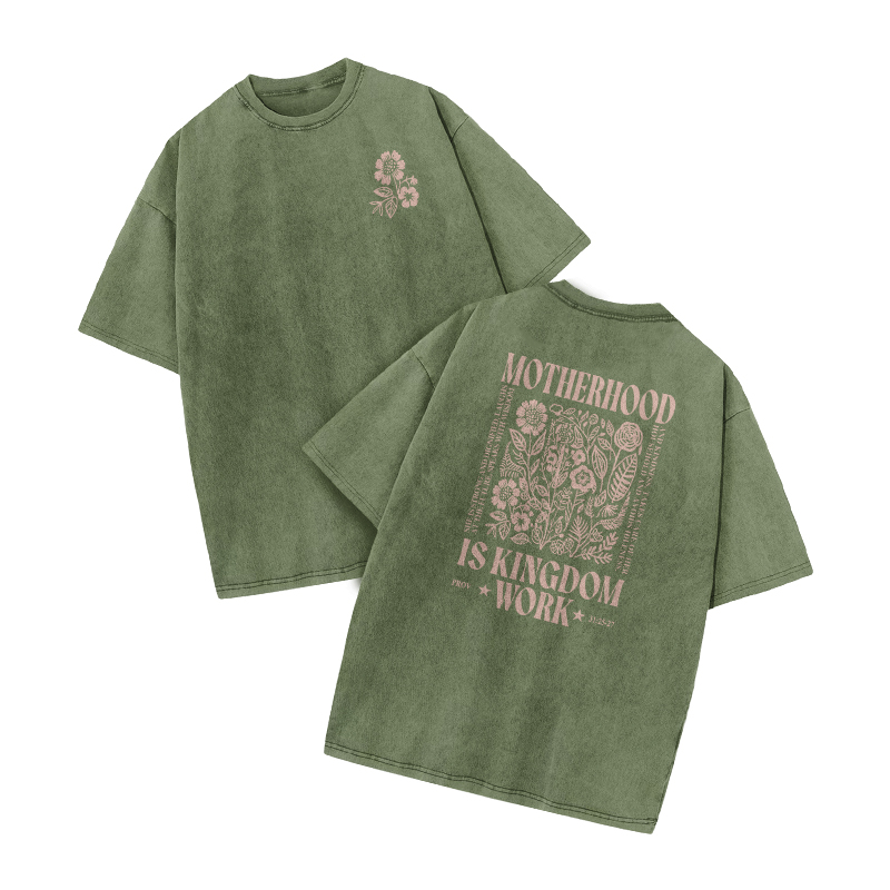Motherhood Is Kingdom Work Proverbs 31:25-27 Print Acid Washed T-shirt - Army Green - US20-22(3XL) - image 5