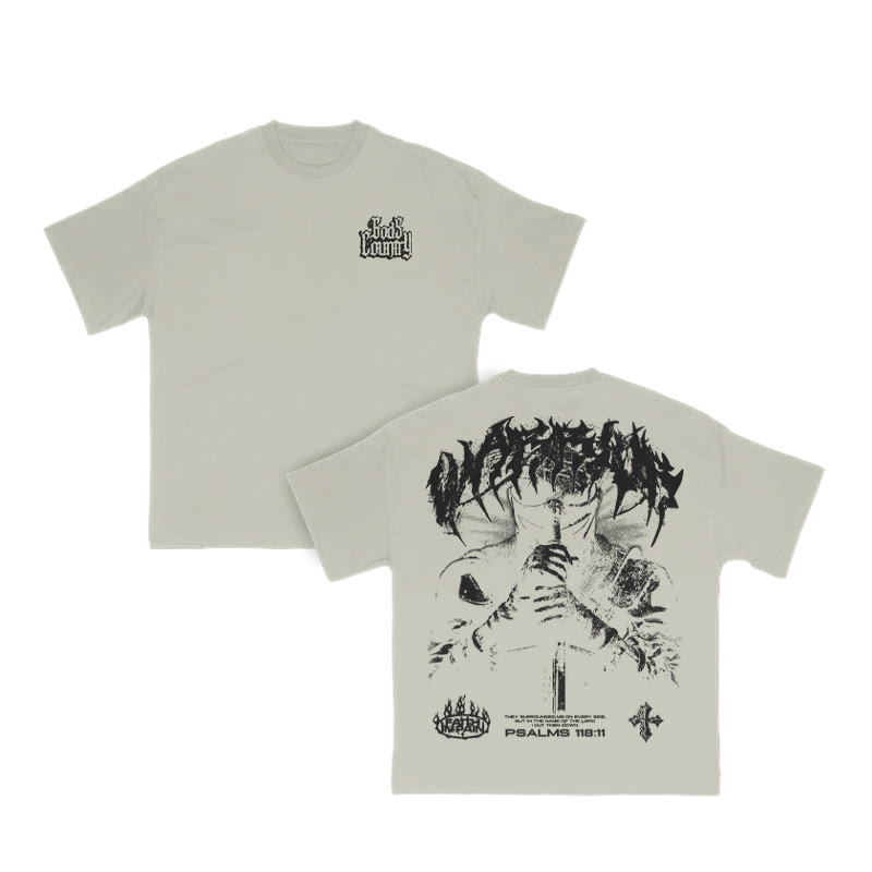 Holy Warrior Psalms 118:11 Print T-shirt - Warm Grey - US16-18(2XL) - image 5