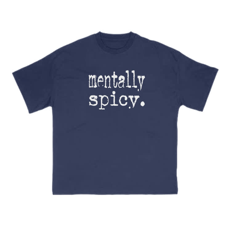 Mentally Spicy Print T-shirt - Navy Blue - US16-18(2XL) - image 11