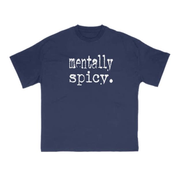Mentally Spicy Print T-shirt - Navy Blue - US16-18(2XL) - image 11