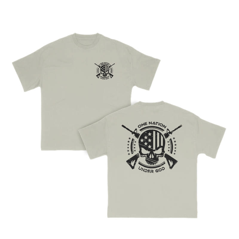 Unisex 100% Cotton One Nation Under God Print T-shirt - Warm Grey - US16-18(2XL) - image 5