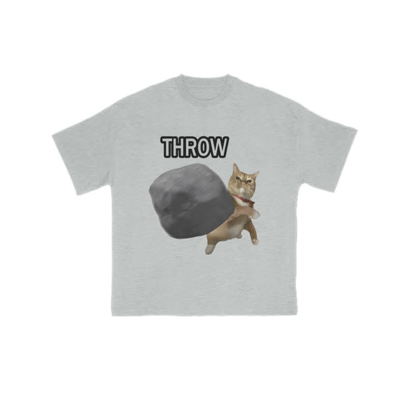 Unisex 100% Cotton  Violence Cat Art Print T-shirt - Grey - US16-18(2XL) - image 3