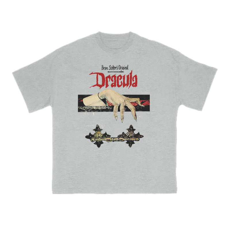 Unisex 100% Cotton Dracula Hand Print T-shirt - Grey - US16-18(2XL) - image 3