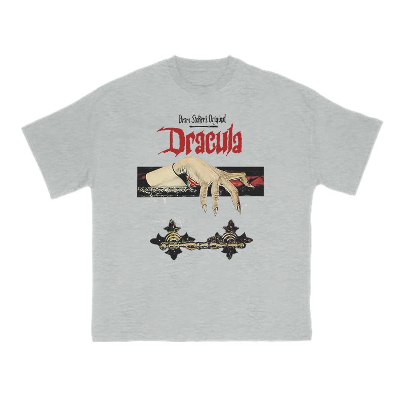 Unisex 100% Cotton Dracula Hand Print T-shirt - Grey - US16-18(2XL) - image 3