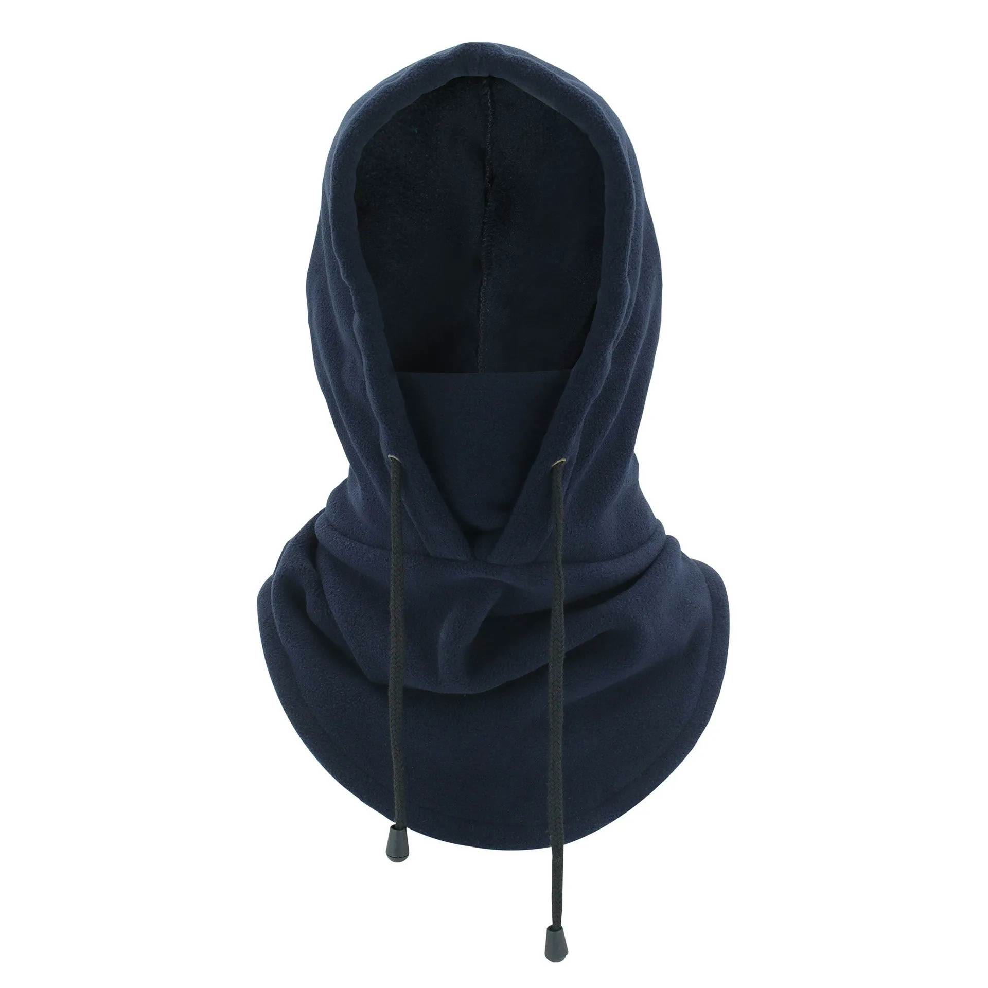 Derong Thermal Drawstring Windproof Balaclava Hood - Navy Blue - one size - image 6