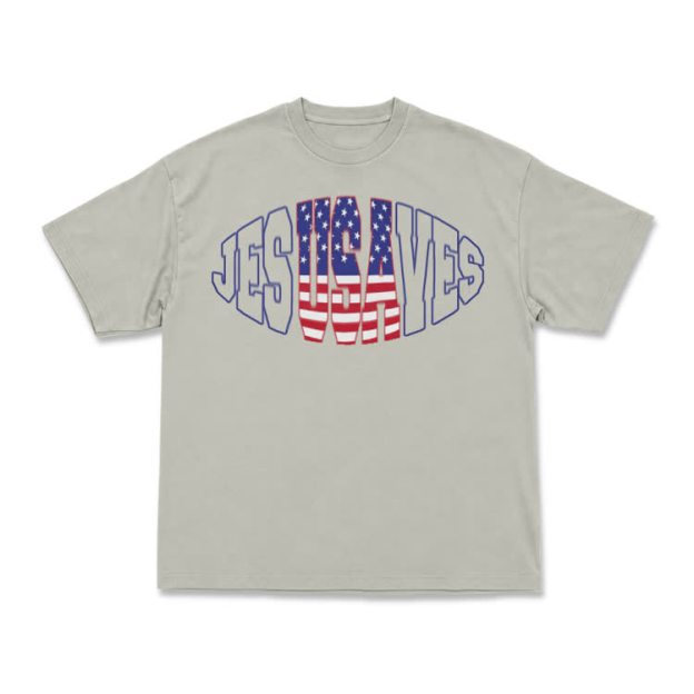 Patriotic Star Stripe Print T-Shirt - Warm Grey - US16-18(2XL) - image 7