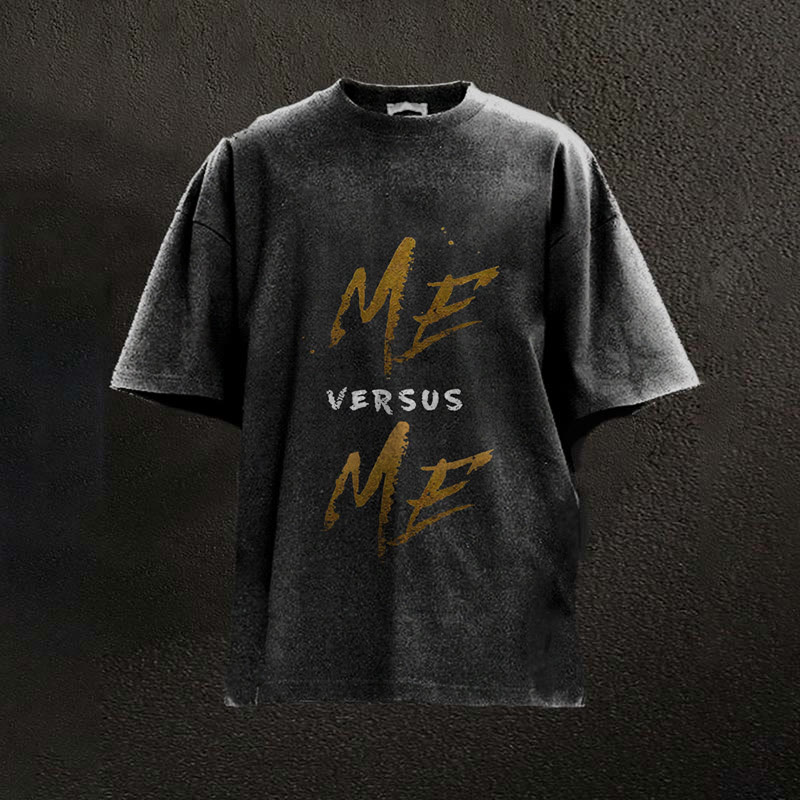 100% Cotton Me Versus Me Printed Washed Gym T-shirt - Black - 2XL - image 3