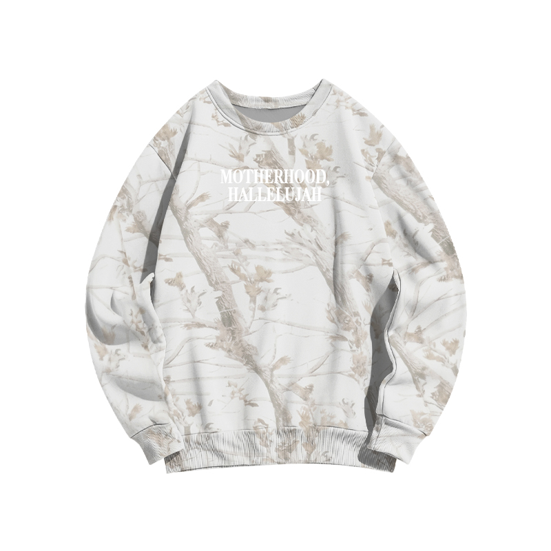 Vintage Camo MOTHERHOOD HALLELUJAH  Print Sweatshirt - Beige Leaf Camo - 3XL - image 7