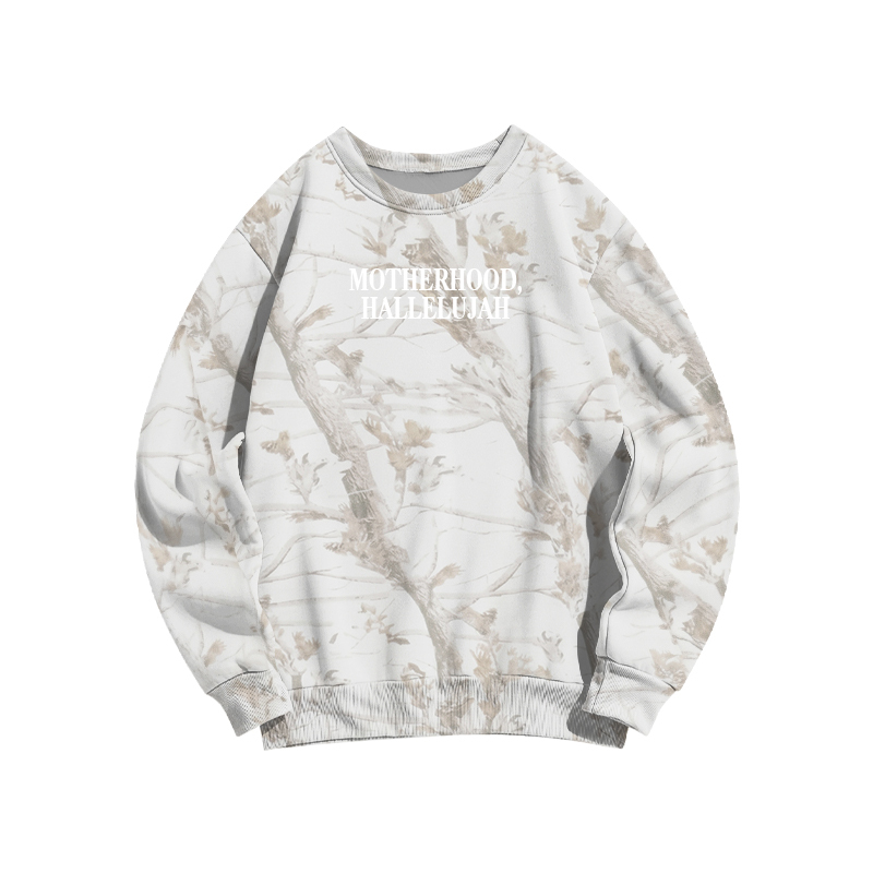 Vintage Camo MOTHERHOOD HALLELUJAH  Print Sweatshirt - Beige Leaf Camo - 3XL - image 7