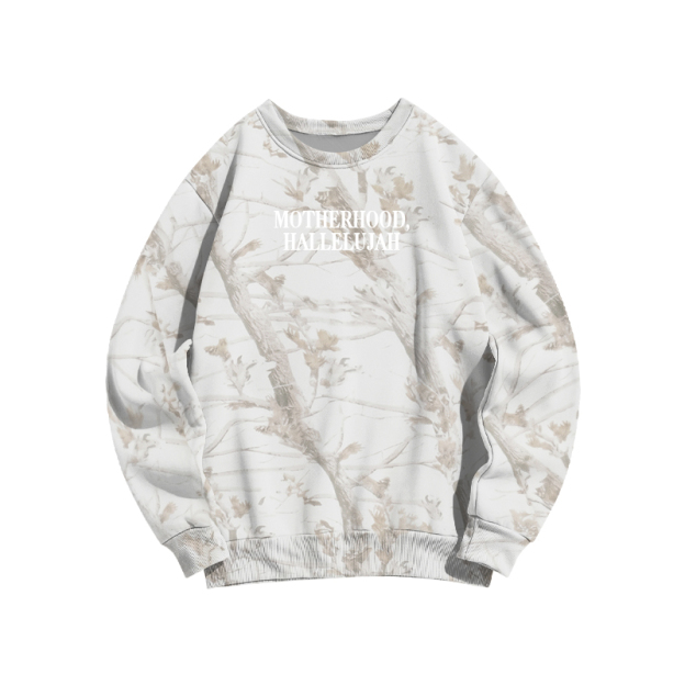 Vintage Camo MOTHERHOOD HALLELUJAH  Print Sweatshirt - Beige Leaf Camo - 3XL - image 7