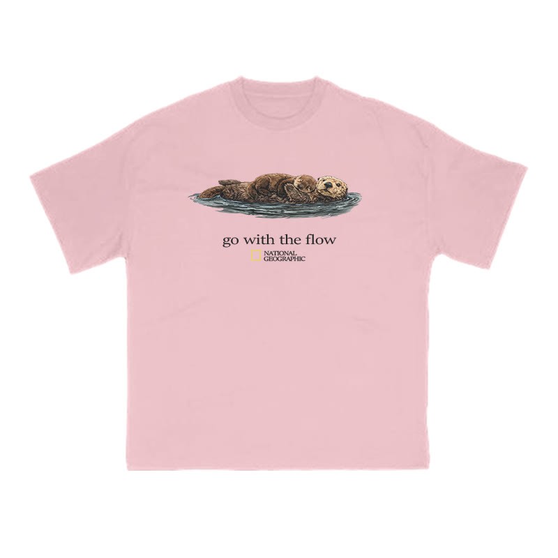 Go With The Flow Like A Sea Otter Print T-shirt - Pink - US16-18(2XL) - image 8
