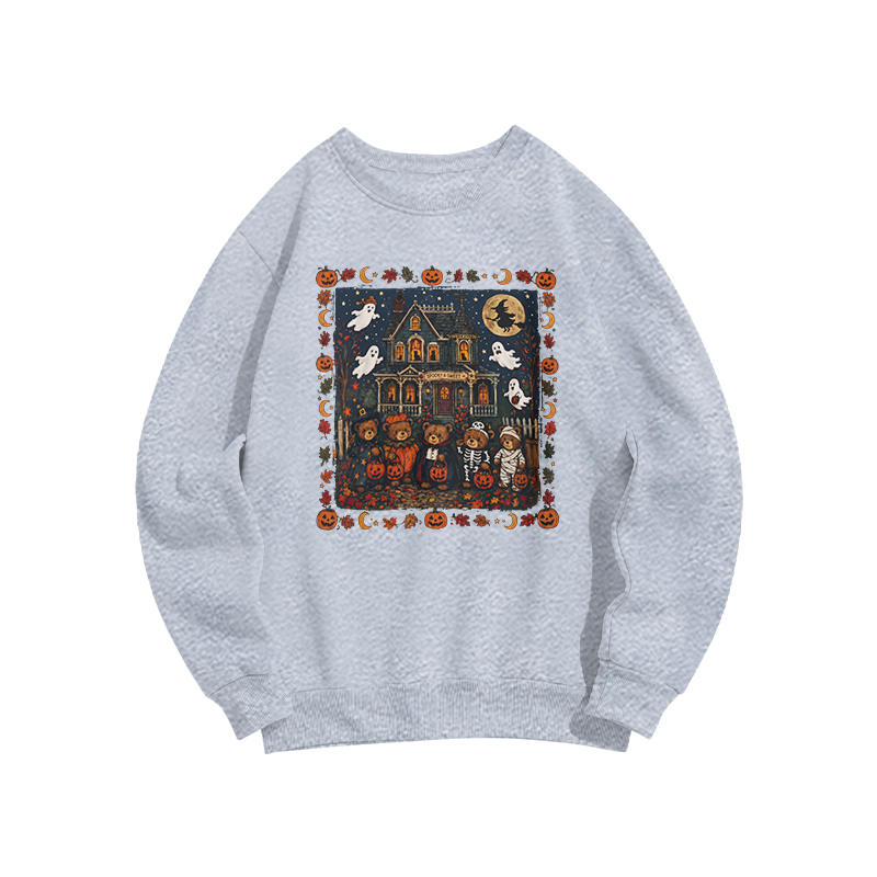 Halloween Haunted House Graphic Print Sweatshirt - Grey - US16-18(2XL) - image 8