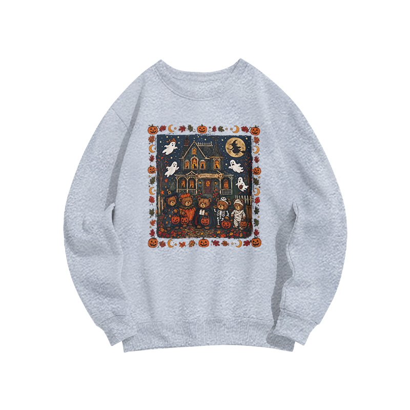 Halloween Haunted House Graphic Print Sweatshirt - Grey - US16-18(2XL) - image 8