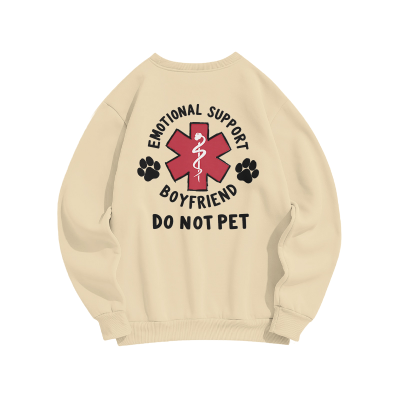 Emotional Support Boyfriend Do Not Pet Back Graphic Sweatshirt - Apricot - US16-18(2XL) - image 5