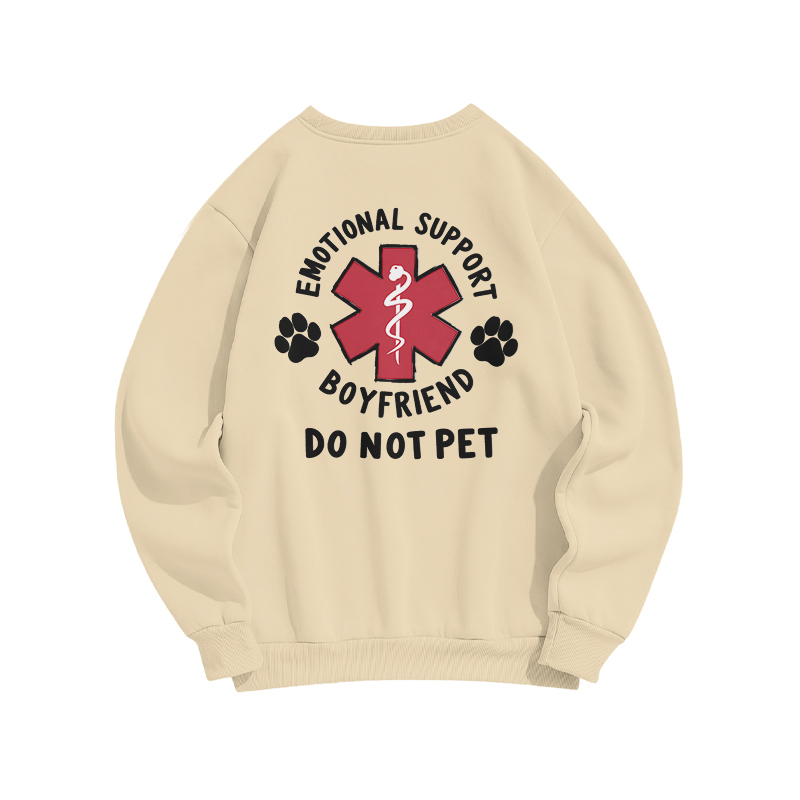 Emotional Support Boyfriend Do Not Pet Back Graphic Sweatshirt - Apricot - US16-18(2XL) - image 5
