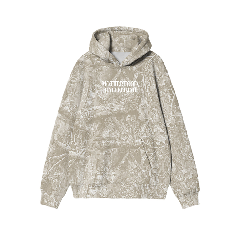 Vintage Camo MOTHERHOOD HALLELUJAH Graphic Print Causal Hoodie - Beige Grey Camo - US32-34(5XL) - image 13
