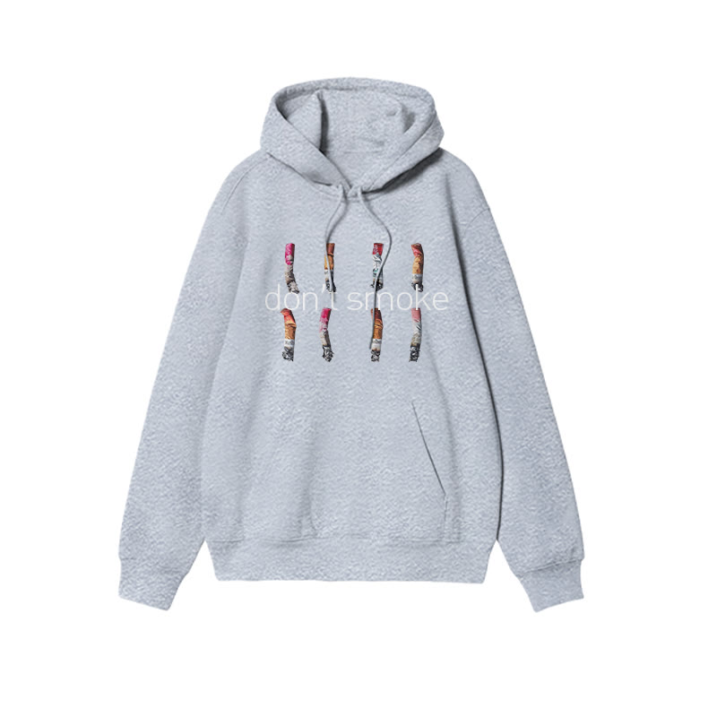 Unisex Don't Smoke Print Hoodie - Grey - US16-18(2XL) - image 5
