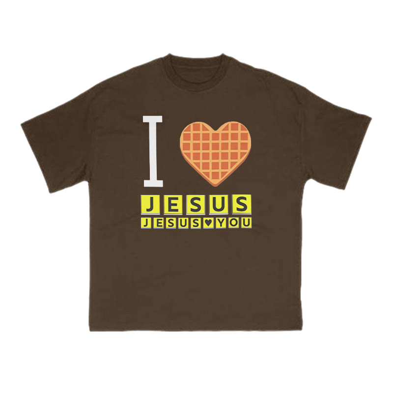 Unisex I Love Jesus Jesus Loves You Print T-shirt - Coffee - US16-18(2XL) - image 8